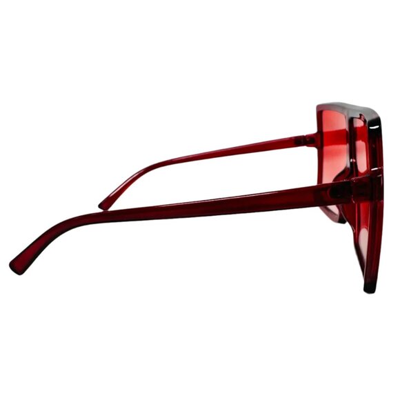 6072 | Dark Red Square Unisex Sunglasses - Picture 3 of 5